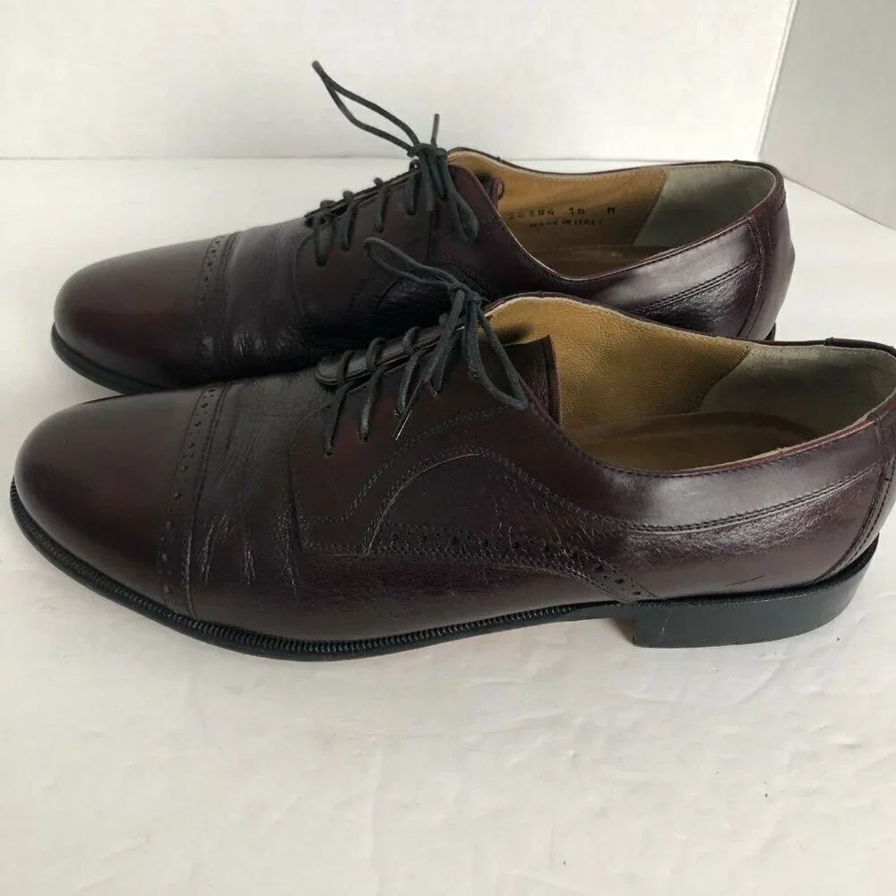 Stamati Mastroianni Leather Oxfords Men's size 10 Oxblood Cap Toe Made in Italy